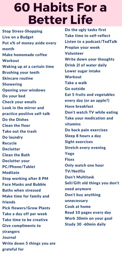 Looks at this list of 60 Good Daily Habits to Have for Your Morning ...